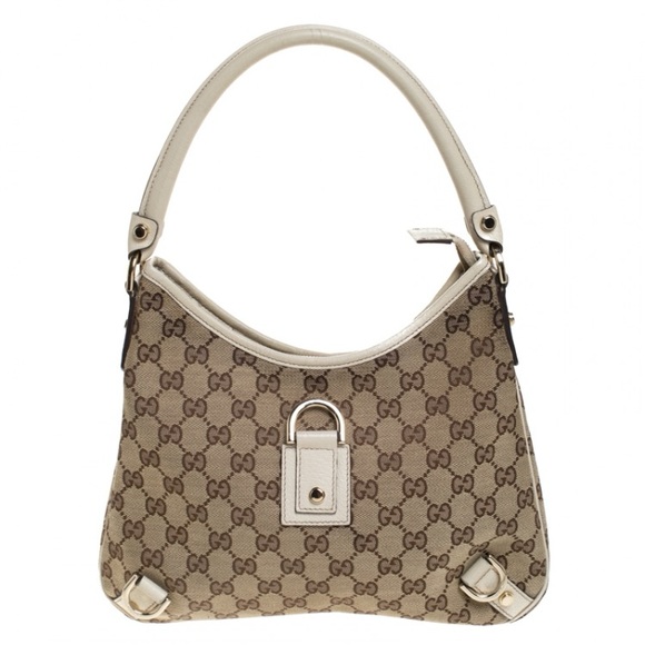 (SOLD)GUCCI Beige GG Canvas and Leather Abbey D-Ring Hobo - Picture 1 of 12
